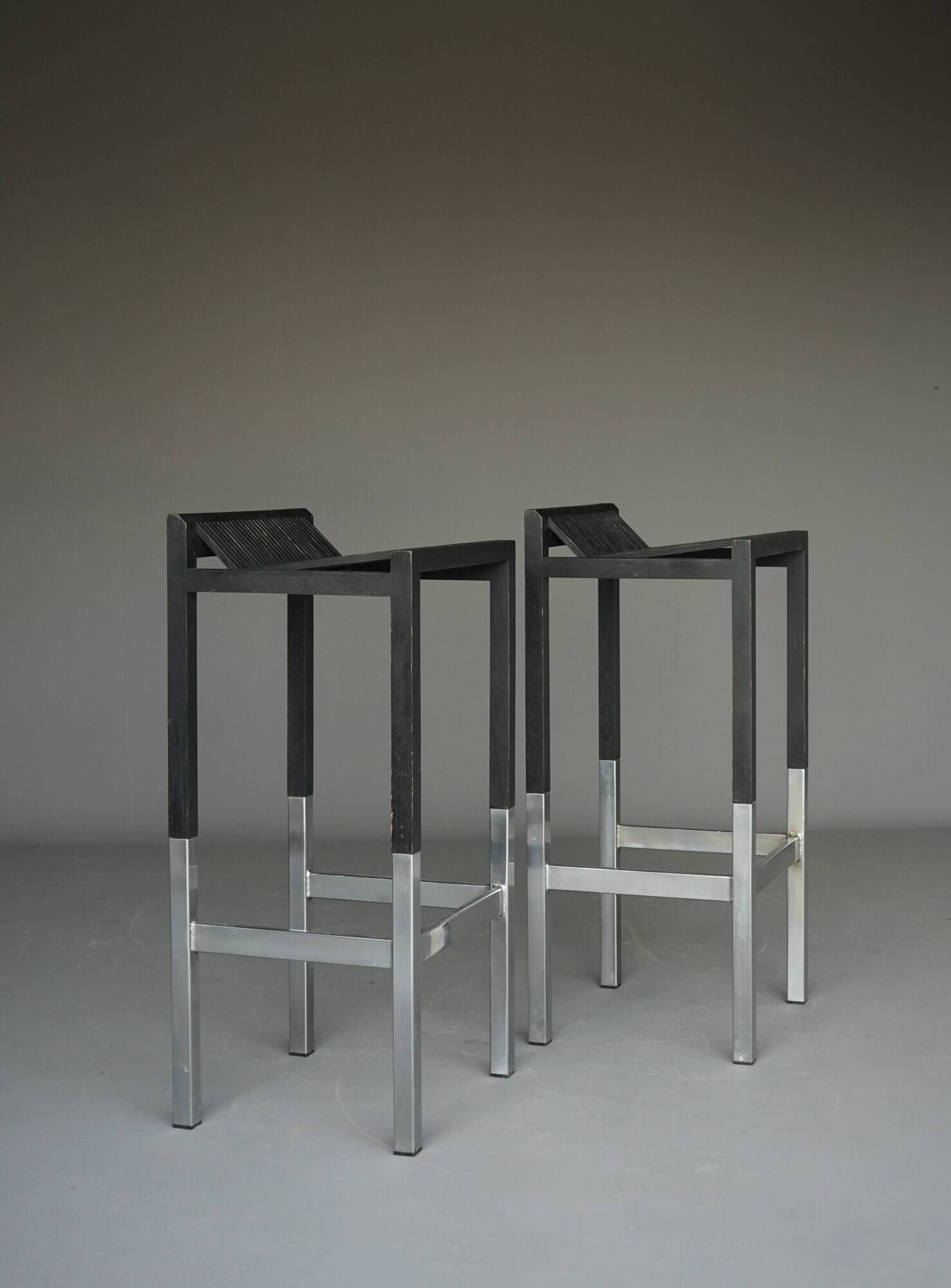 Minimalist Bar Stools by Ruud Jan Kokke, 1980s. Set of 2