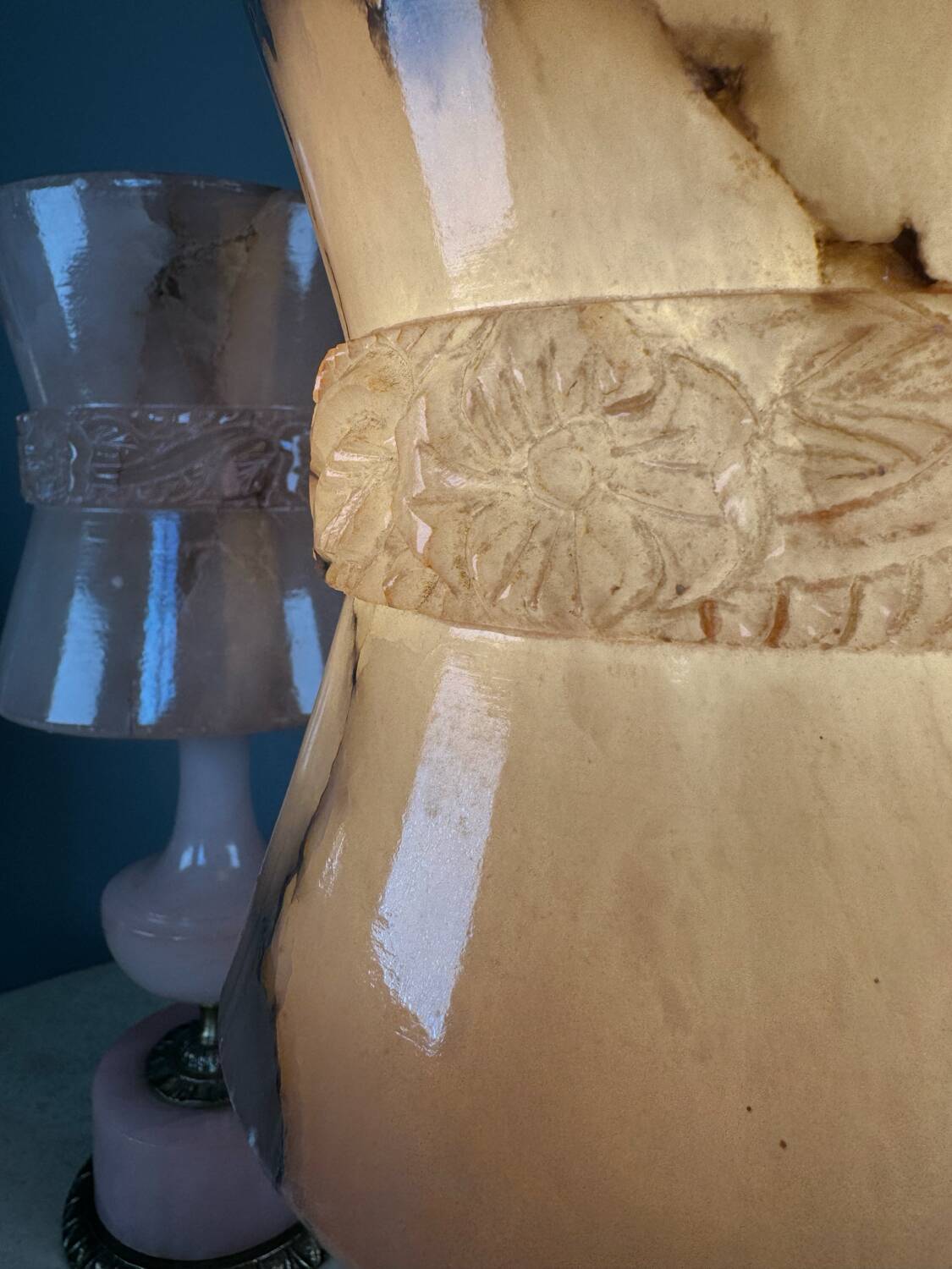 Lampes en albâtre rose années 60 (X2)
