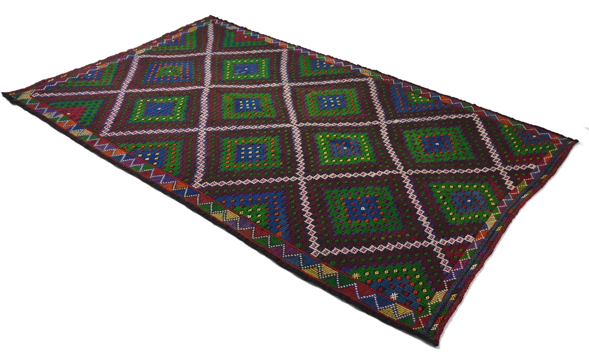 Grand Turkish Kilim Anatolia 196x326 cm Geometric Vintage Handwoven