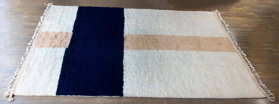 Small Moroccan wool rug 200cmx100cm traditional cotton