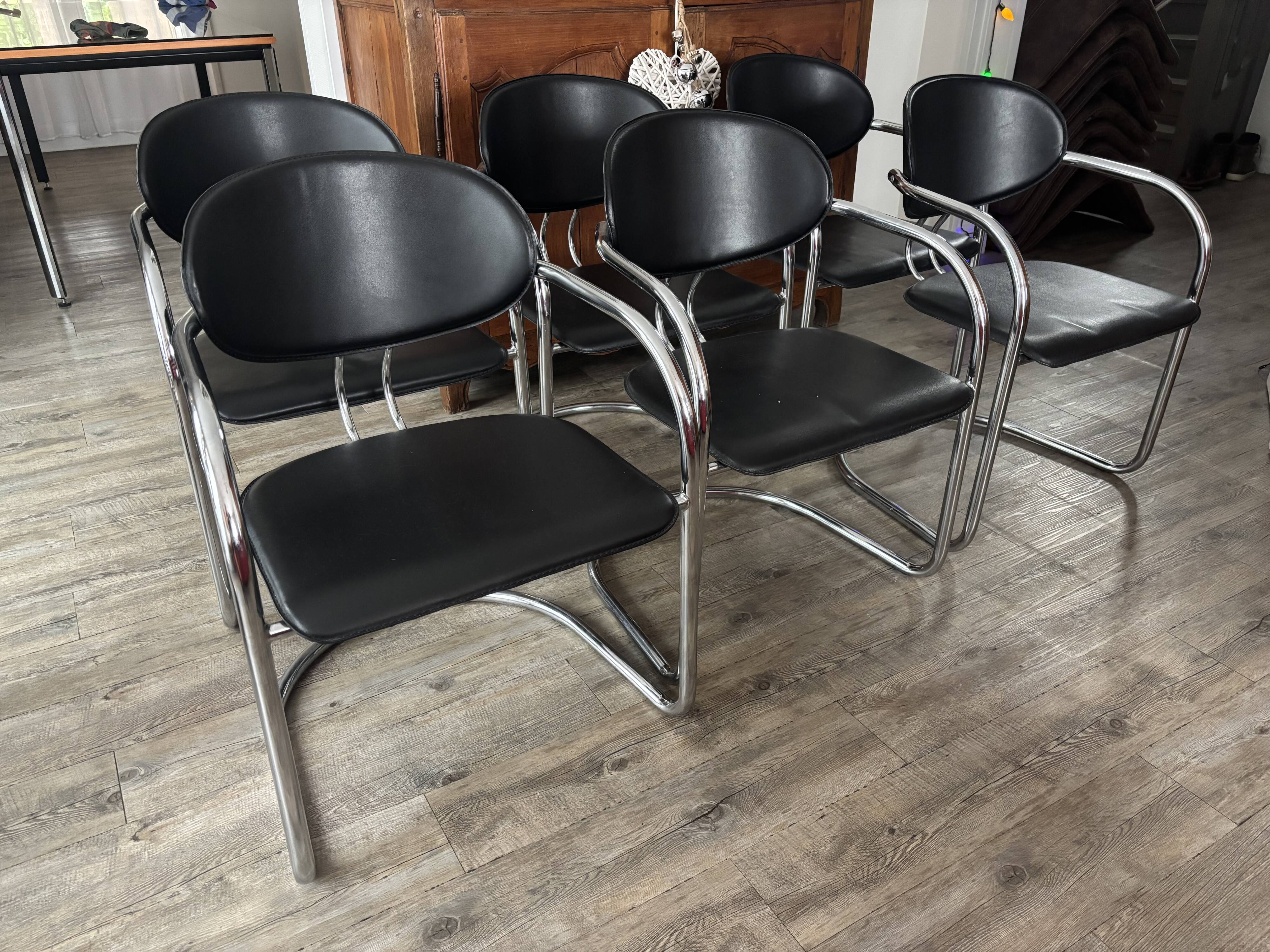 Chaises style Bauhaus chromées par Effezeta