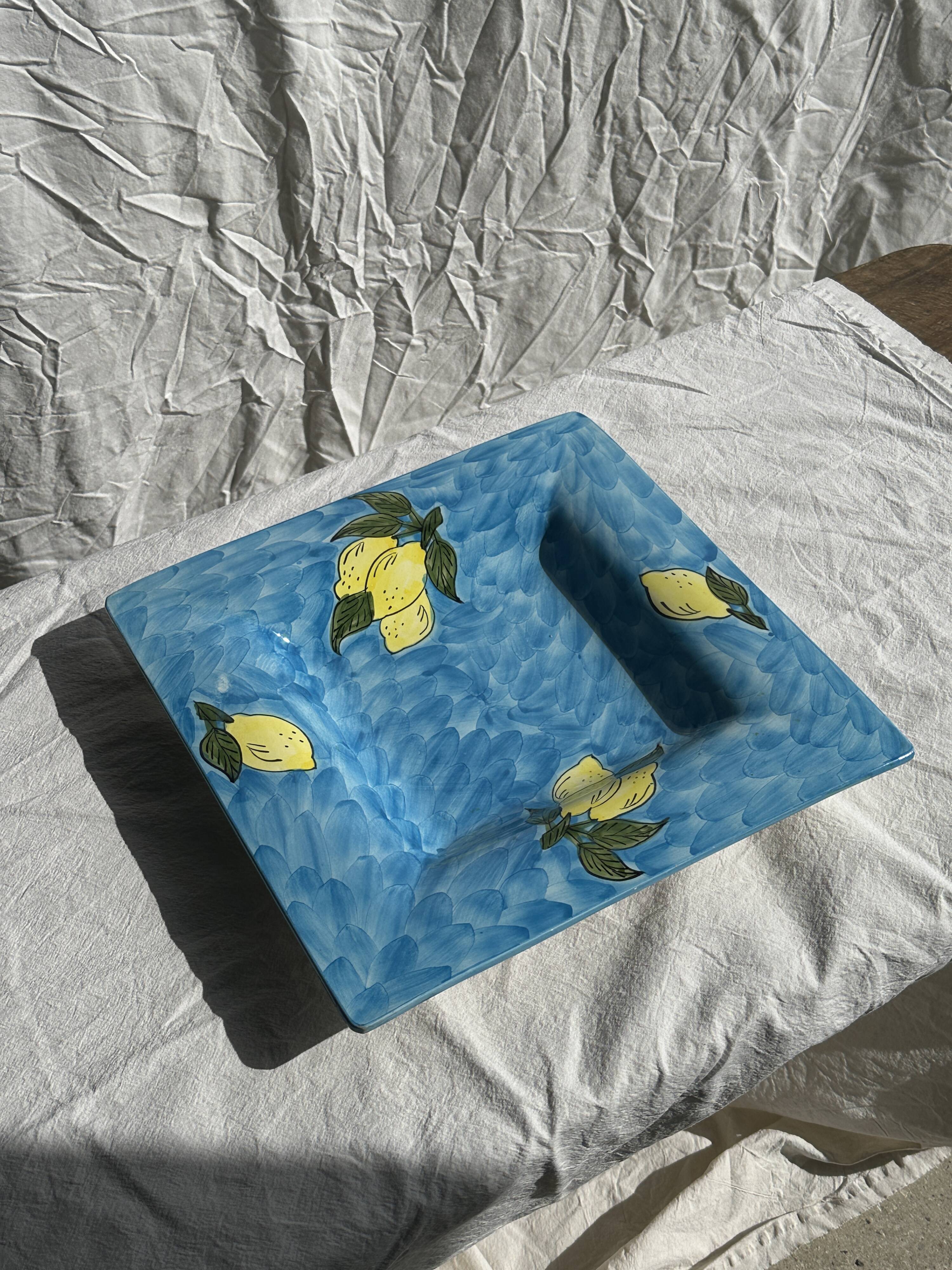 Large square dish with lemon pattern 33cm Aleya Slim