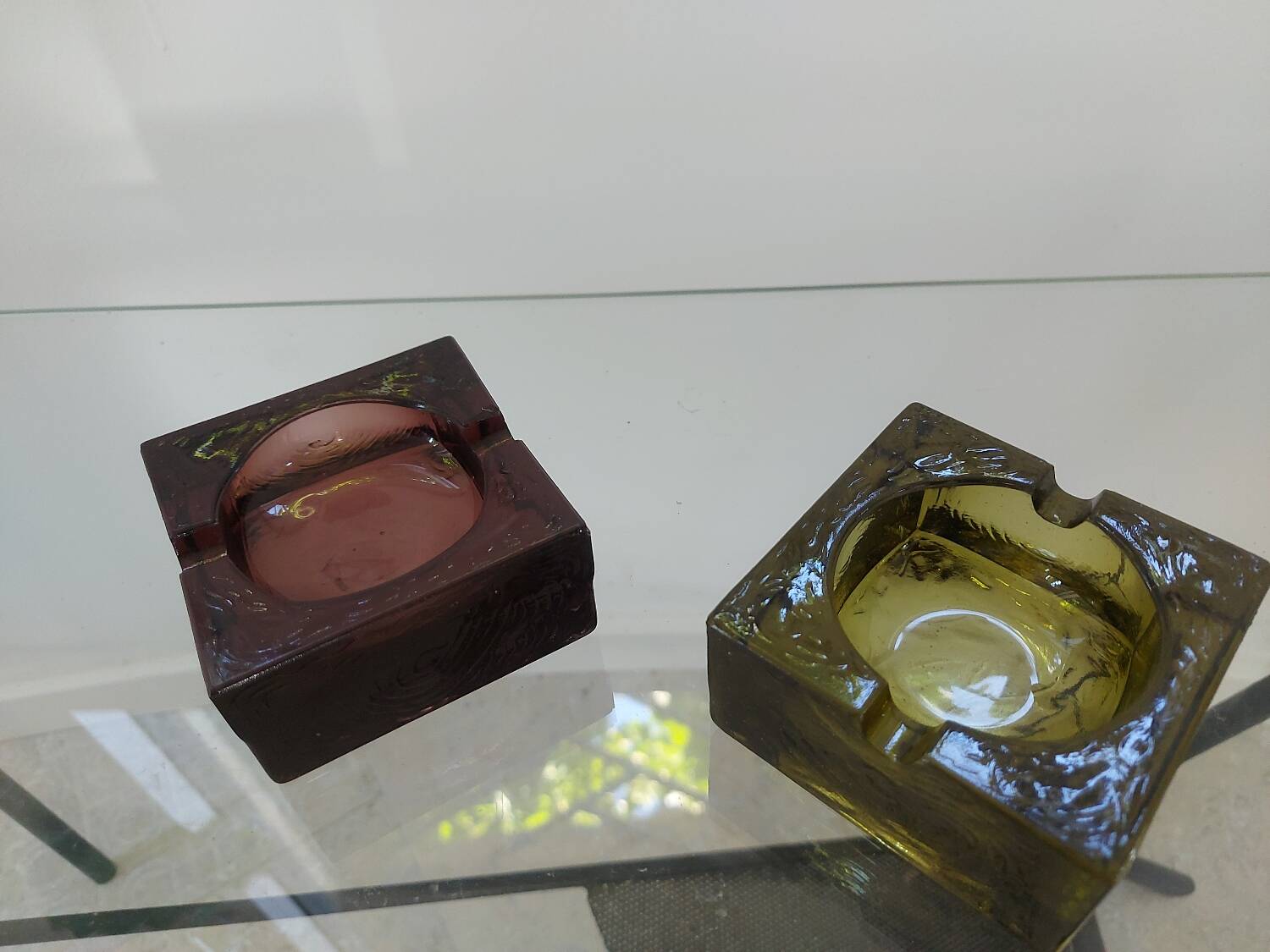 Two vintage glass ashtrays