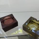 Two vintage glass ashtrays