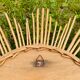 Vintage sun mirror in braided rattan and bamboo 60s/70s.