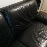 Natuzzi black leather sofa