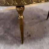 Vintage round coffee table: onyx top & gold brass structure