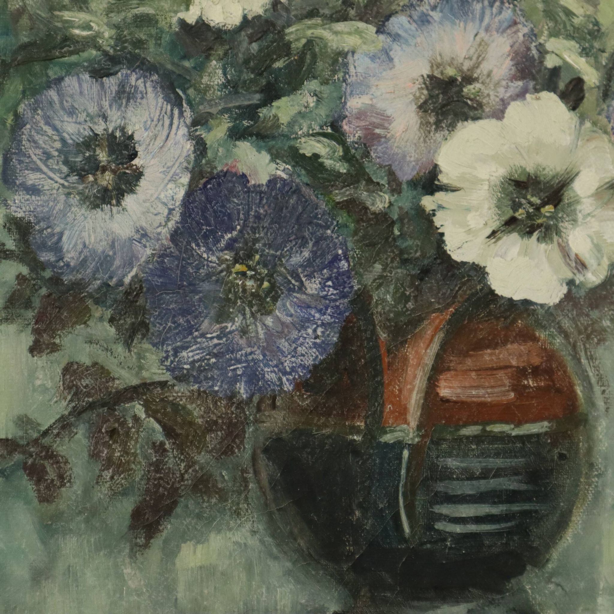 Vintage Flowers Still Life Amateur Painting Framed Signed
