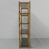 Bamboo display cabinet with 5 smoked glass shelves