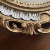 Miroir ovale résine dorée kitsch des années 70