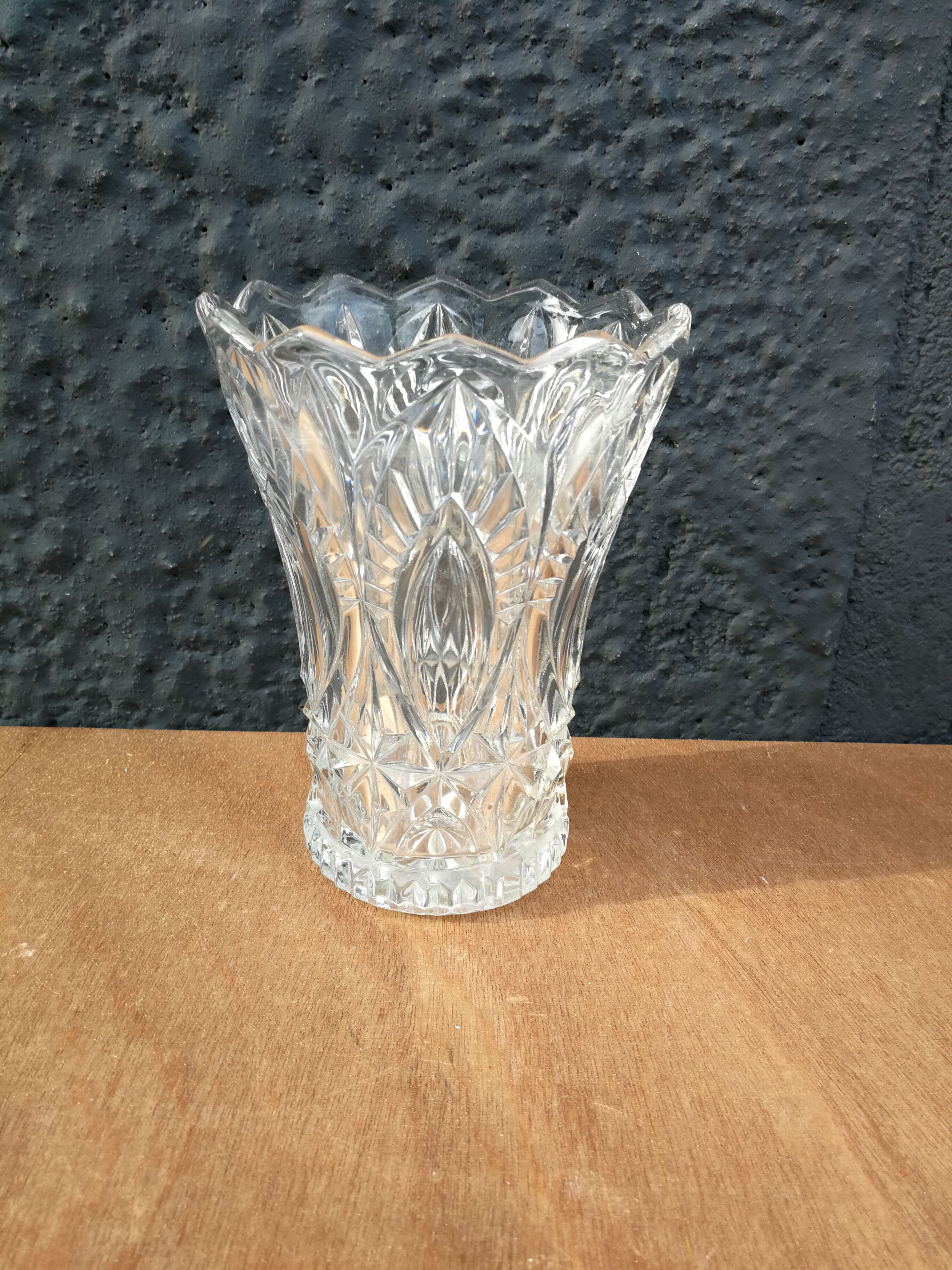 Small carved glass vase