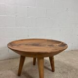 Table basse ronde en bois / table basse style Wabisabi