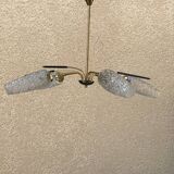 Brass and moulded glass chandelier