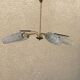 Brass and moulded glass chandelier, Bakelite arrow, 1950s, 5 lamps.