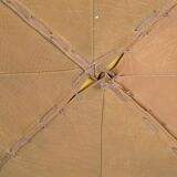 Vintage leather pouf - natural leather - natural patina - hand-sewn - square - 1970s