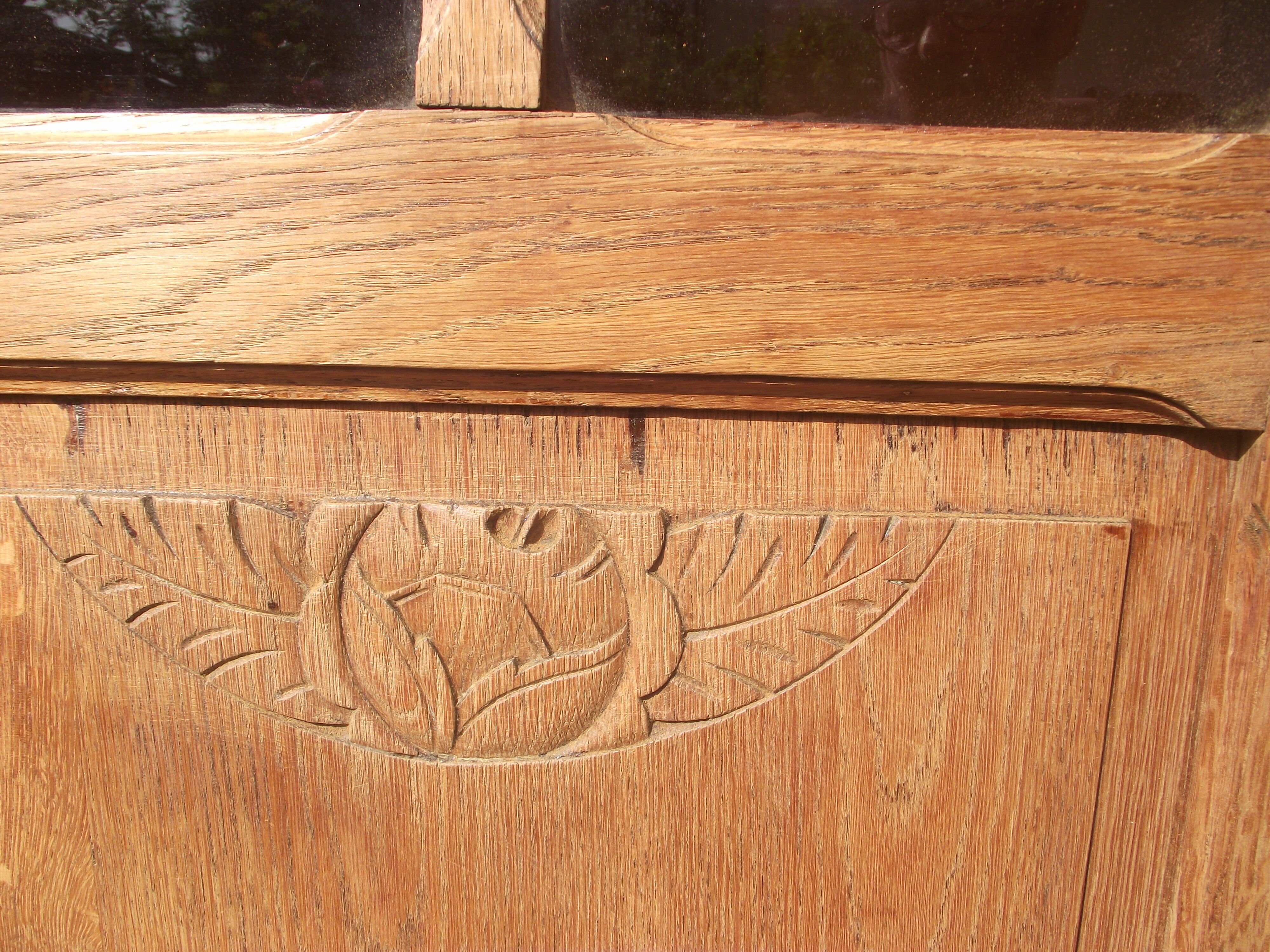 Glass cabinet art deco period library in oak