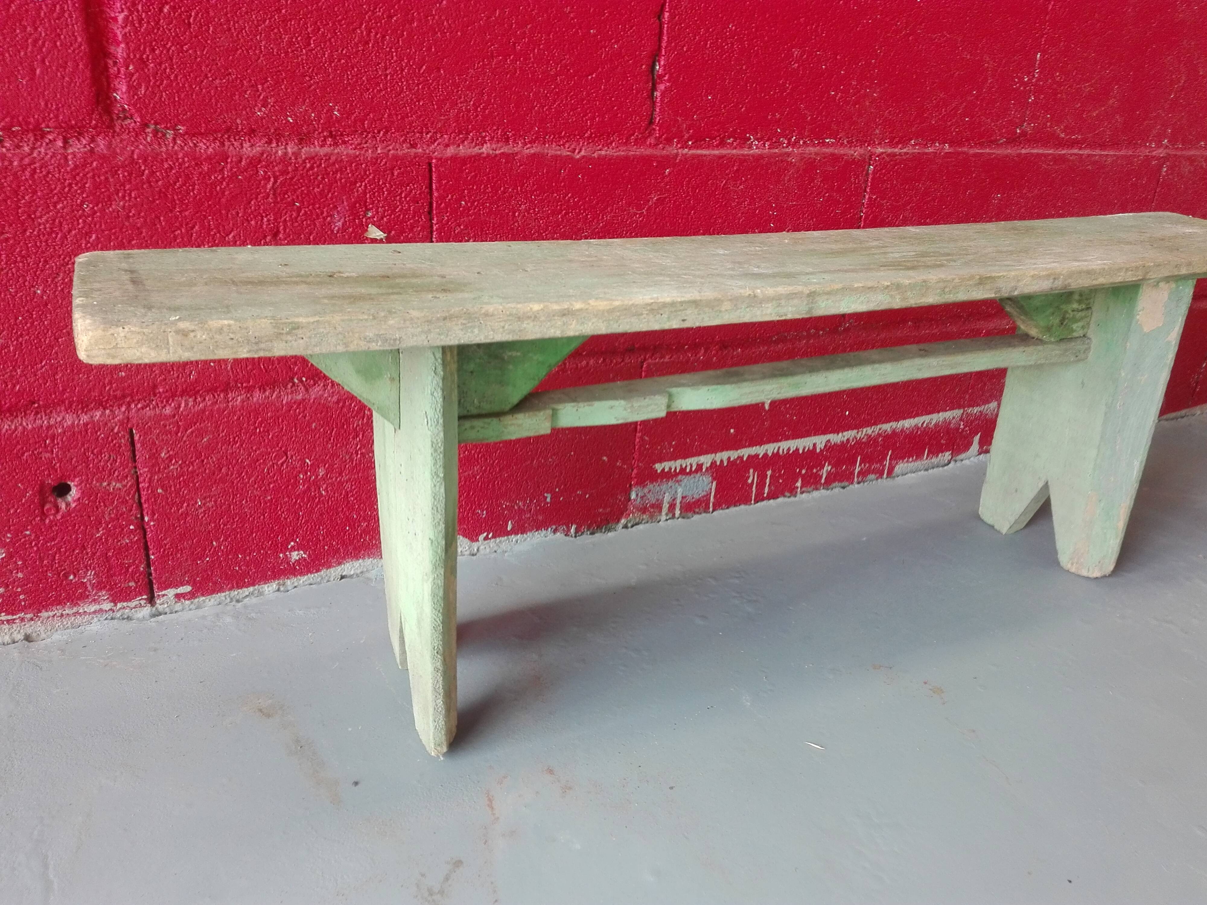 Original green patina bench