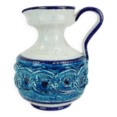 italian vintage VASE nuovo rinascimento relief decor white blue turquoise
