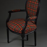 Medallion Chair with Tartan Fabric, Early XXth century