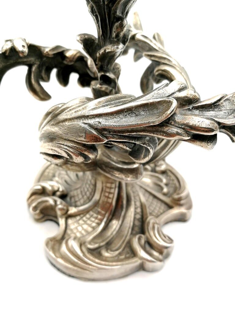 Wiskeman, pair of rococo chandelier, silver metal