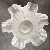 Vintage vase in frosted italian glass tulip shape with ruffled edge