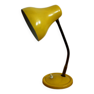 Lampe de bureau chevet vintage jaune année 50