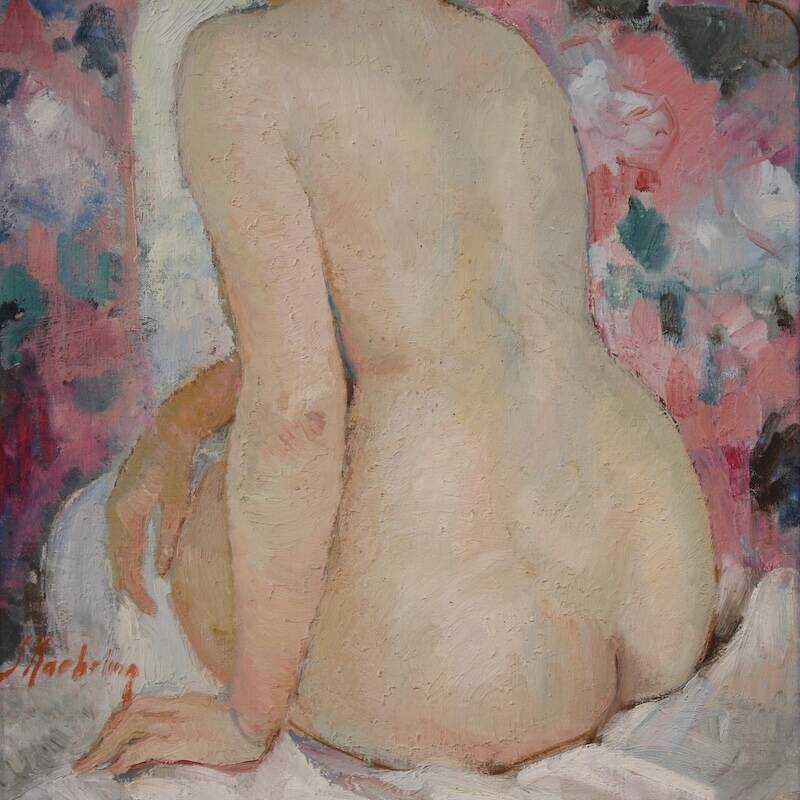 20th century French signed female nude painting
