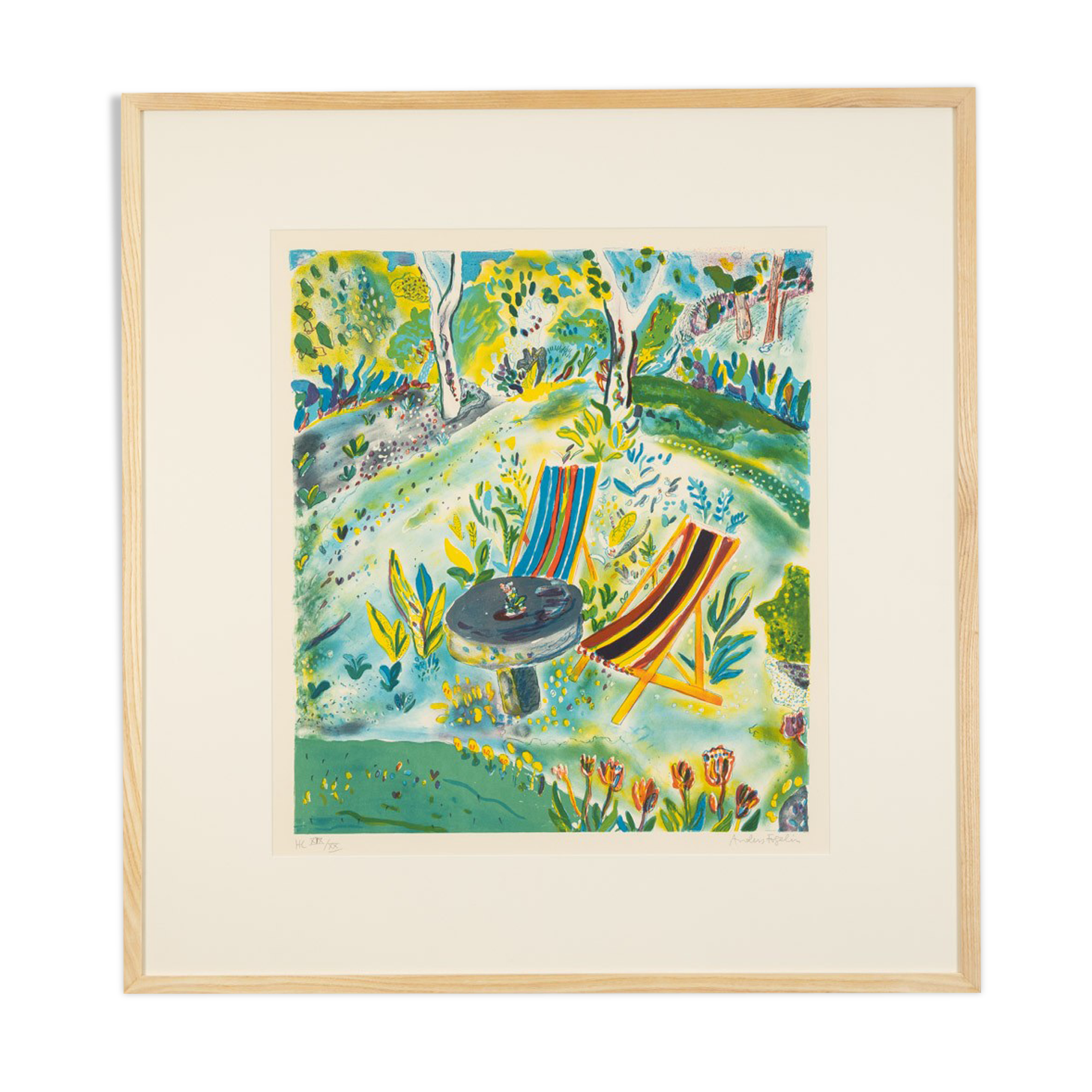 Summer in the Garden, color Lithograph