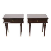 Pair of rosewood bedside tables, with drawer.