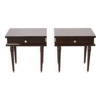 Pair of rosewood bedside tables, with drawer.