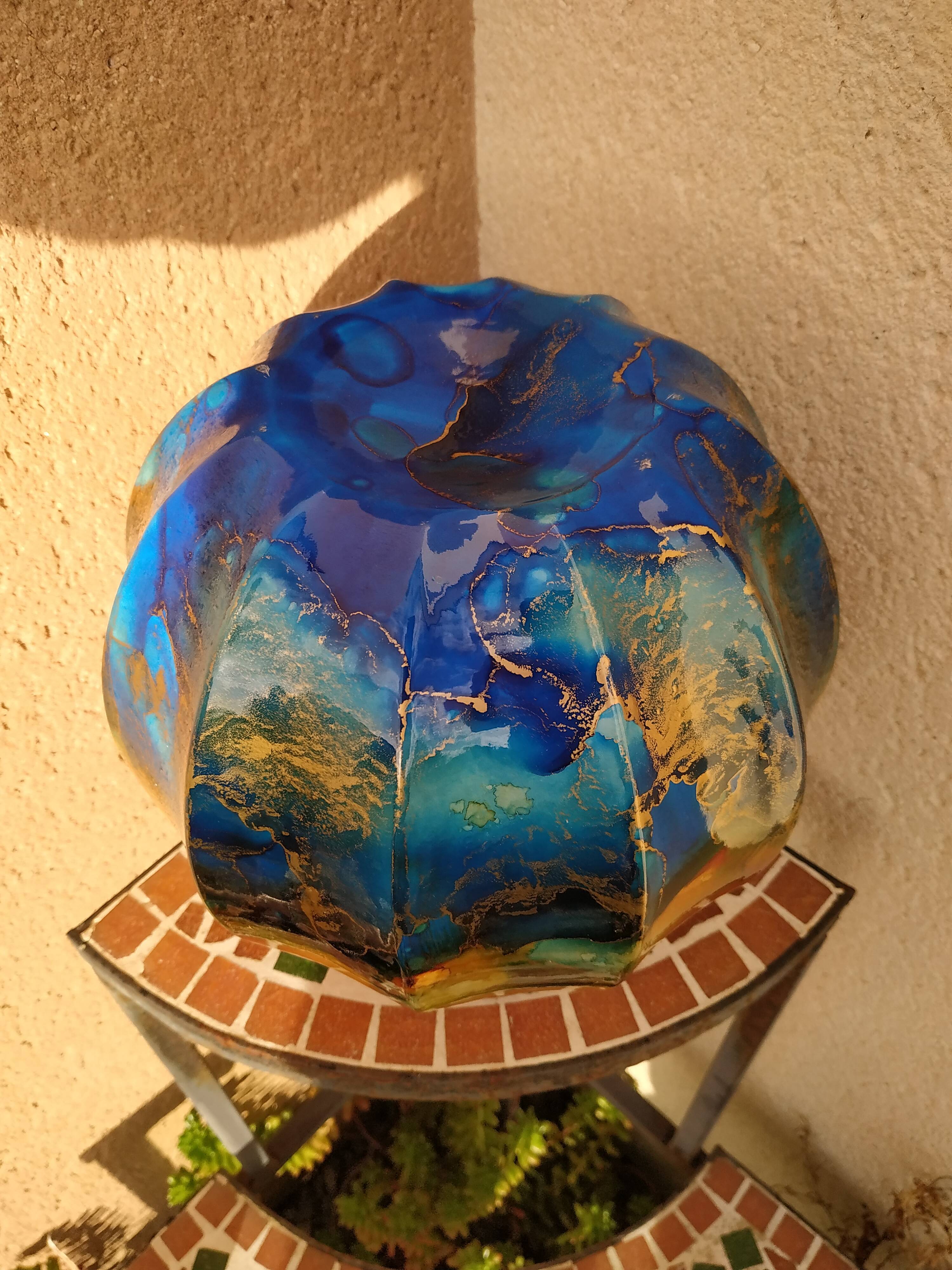 Vase en laque sur verre de Jean Noël Bouillet pièce unique