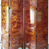 Japanese four-leaf screen in red lacquer