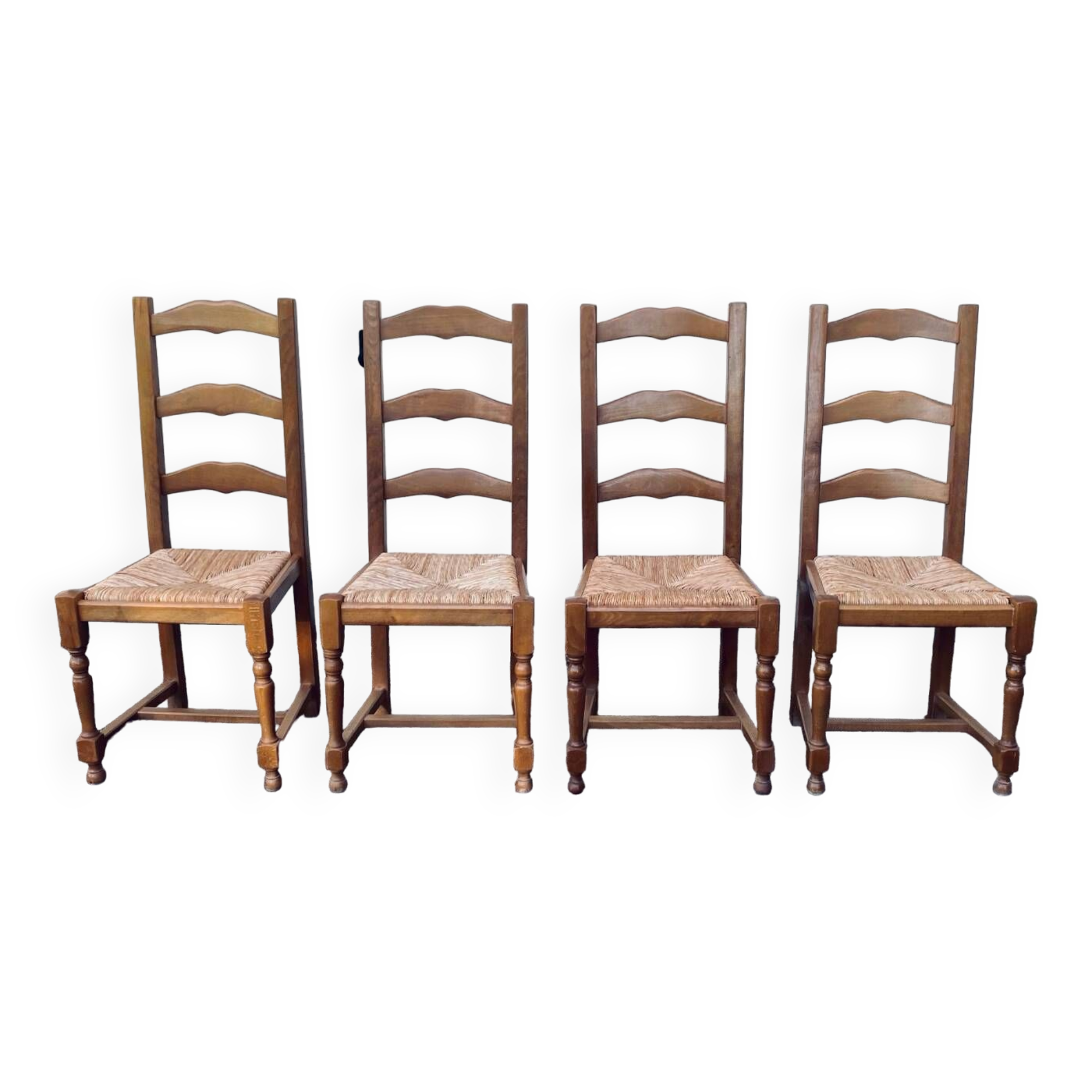 4 oak straw farmhouse chairs