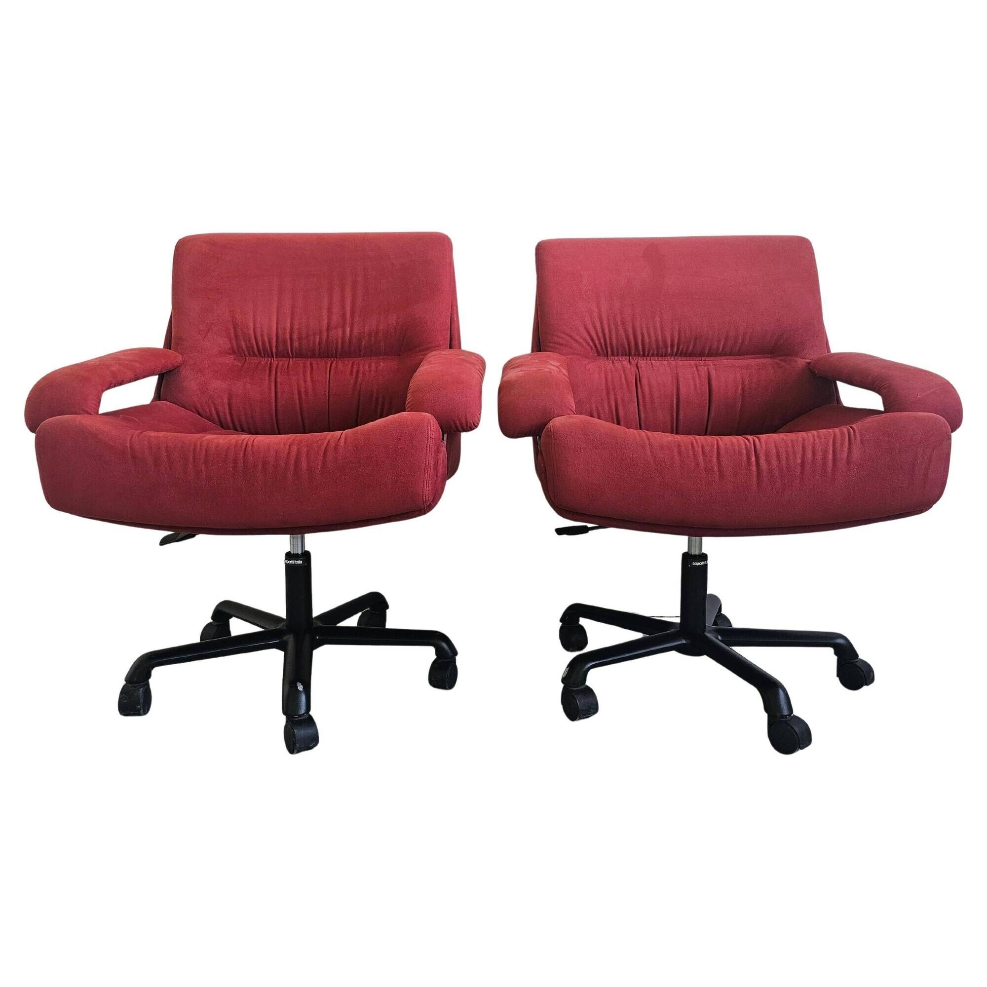 Pair of swivel armchairs model P85 by Giovanni Offredi for Saporiti