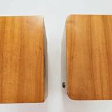 Pair of antique Art Deco bedside tables, walnut veneer, refurbished