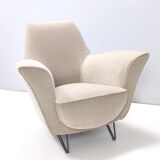 Vintage ivory fabric armchair, Italy