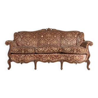 Italian Modern carved walnut frame sofa, 1950’s