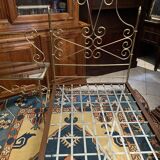One person romantic bed with bedside table brass bedroom chair