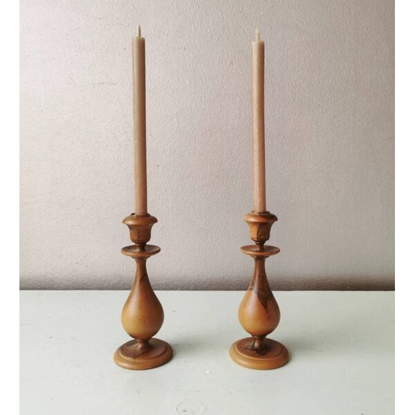 Set of 2 vintage wooden candle holders, 1970 | Selency