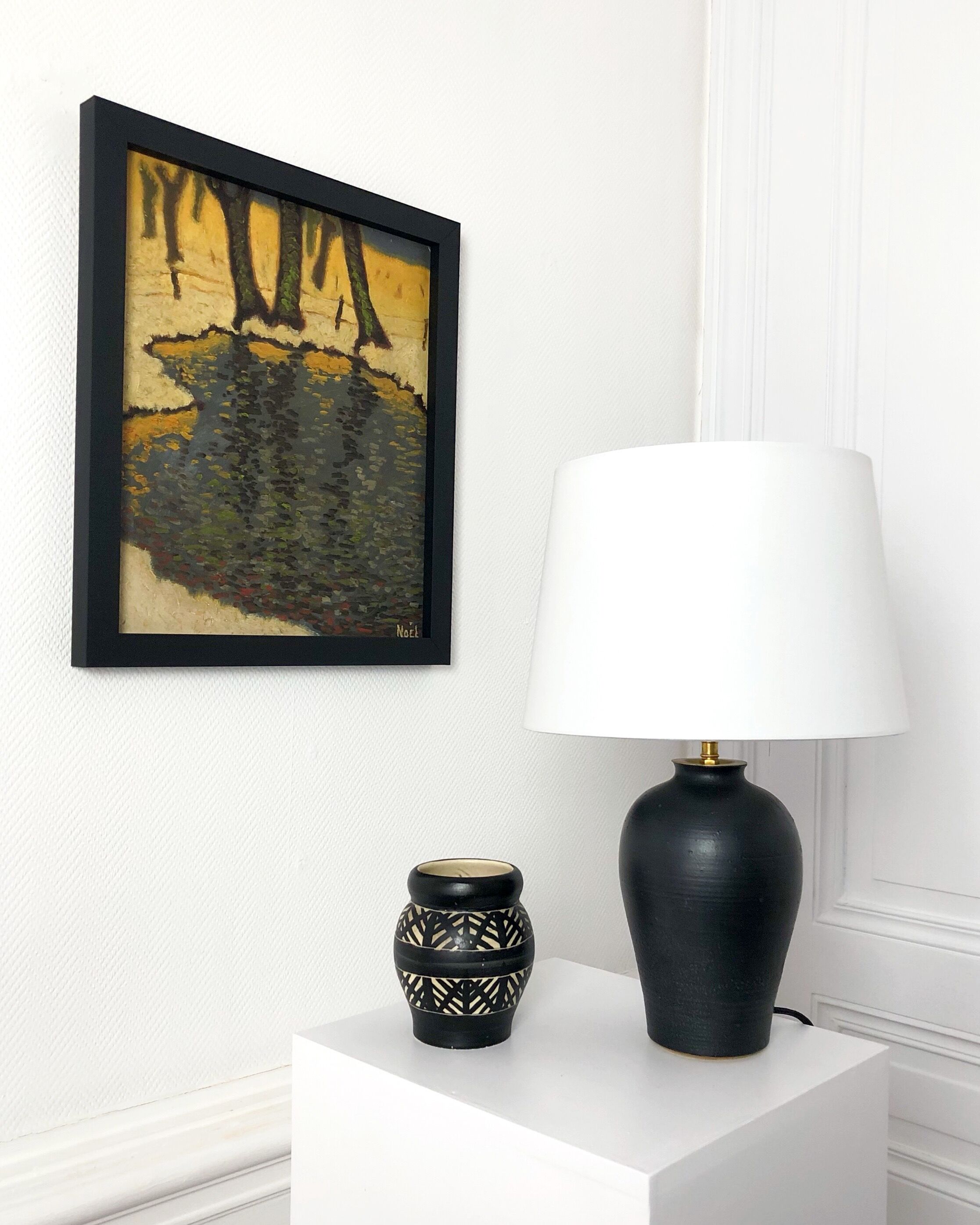 Lampe balustre en céramique vintage