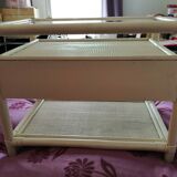 Rattan and canning bedside table