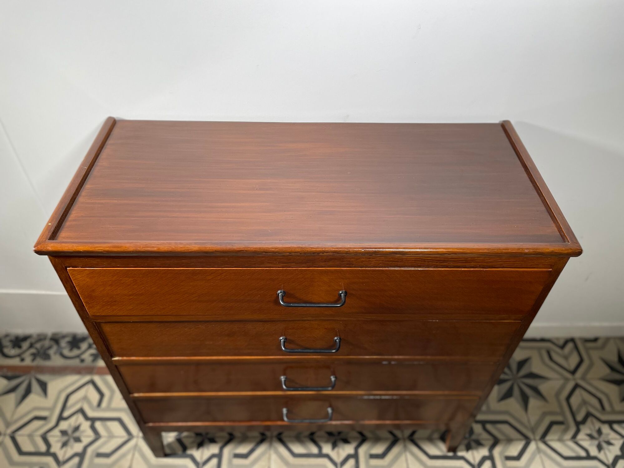 Antique chest of drawers 4 drawers, compass feet, 1960s