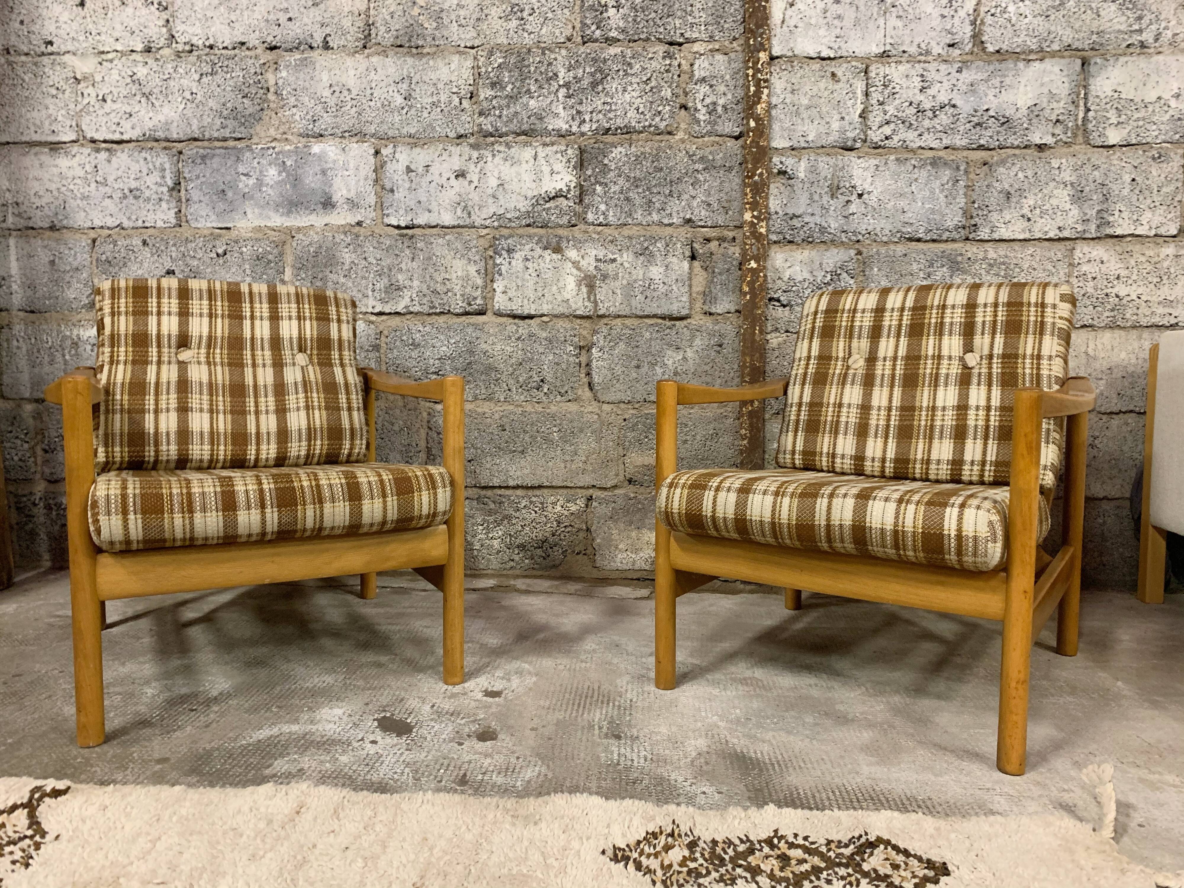 Pair of Scandinavian armchair fabric tiles