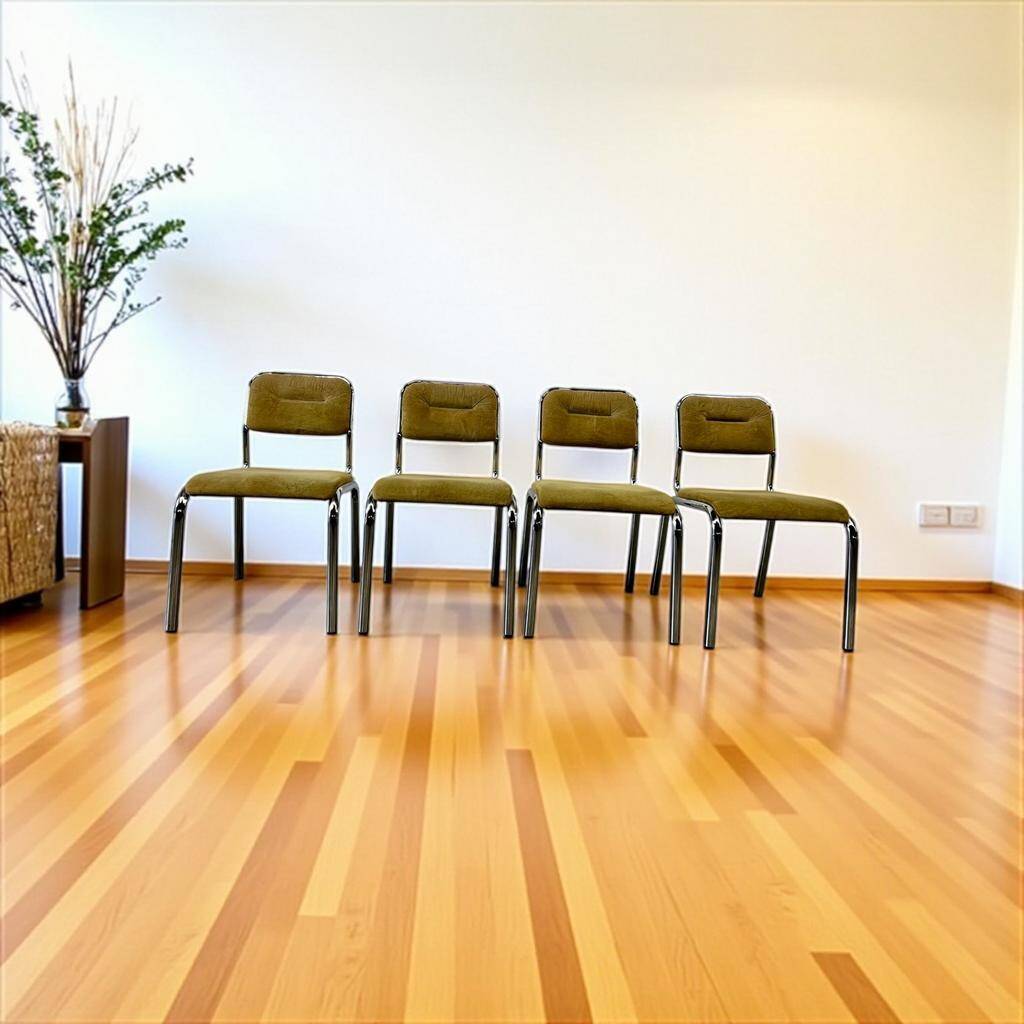 Set of 4 vintage chrome chairs