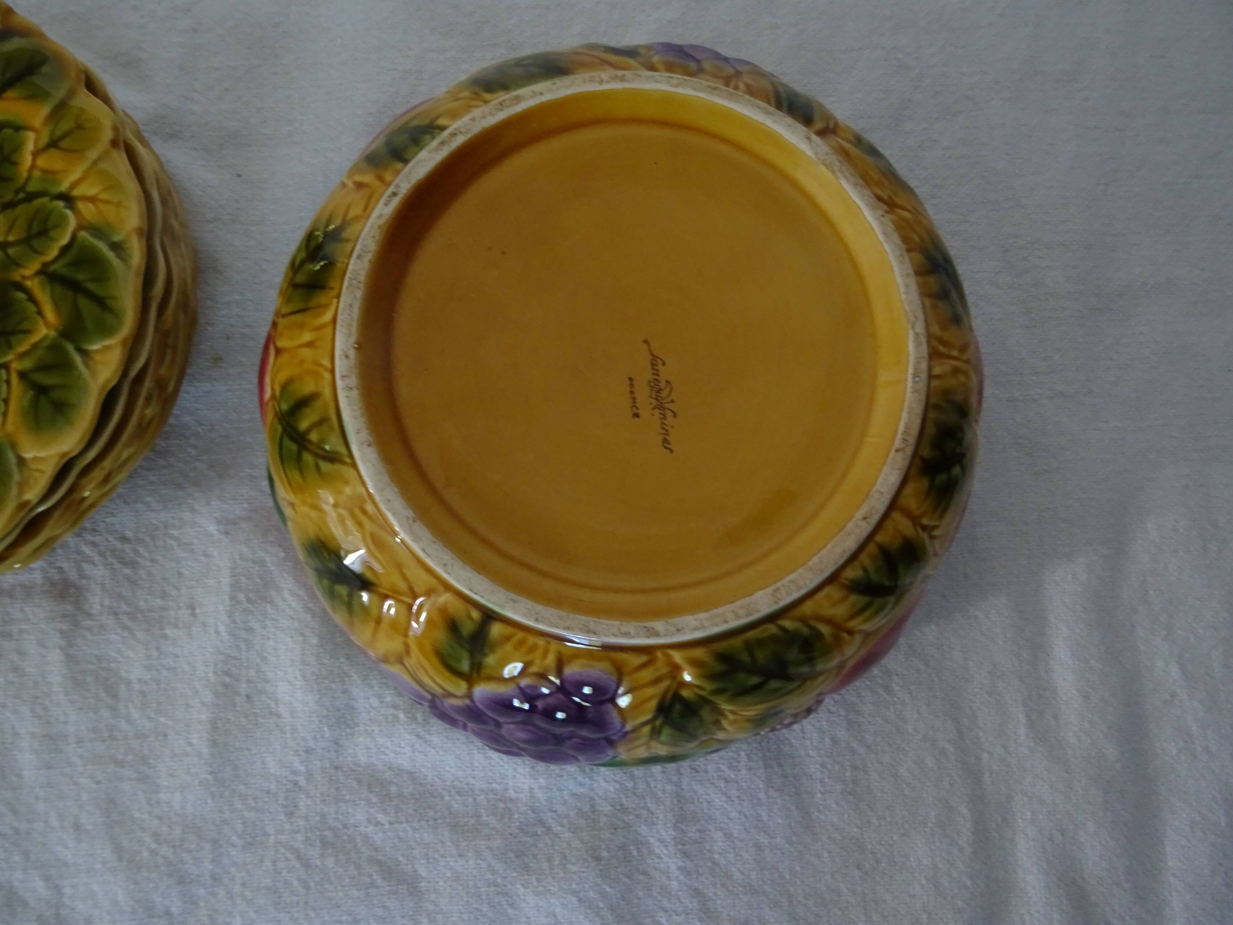 Dessert set salad bowl and 6 plates 541023 fruits barbotine sarreguemines