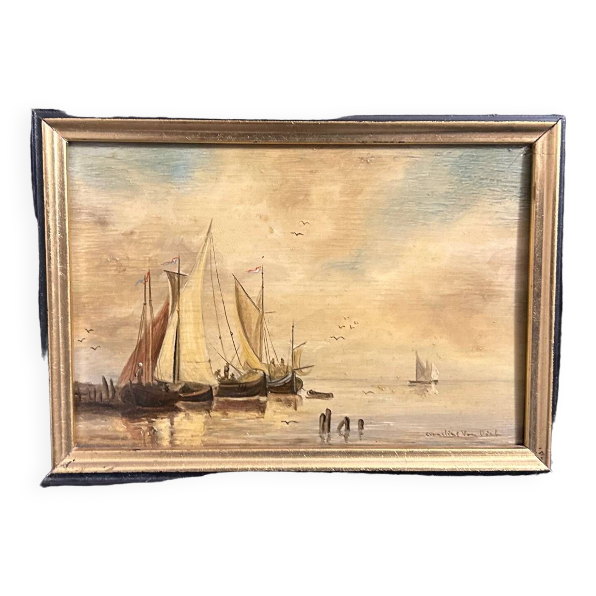 Dutch School From the 20th Century. Marines. Pair of signed oils on panels.