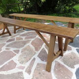 Pair of solid oak benches