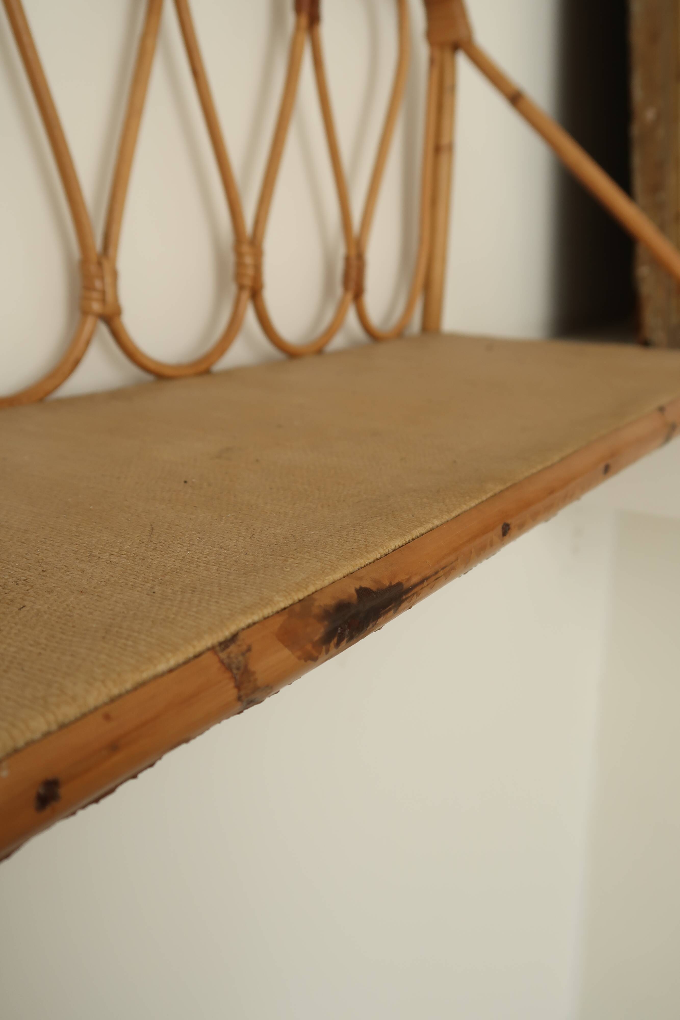 Pair of rattan wall shelves