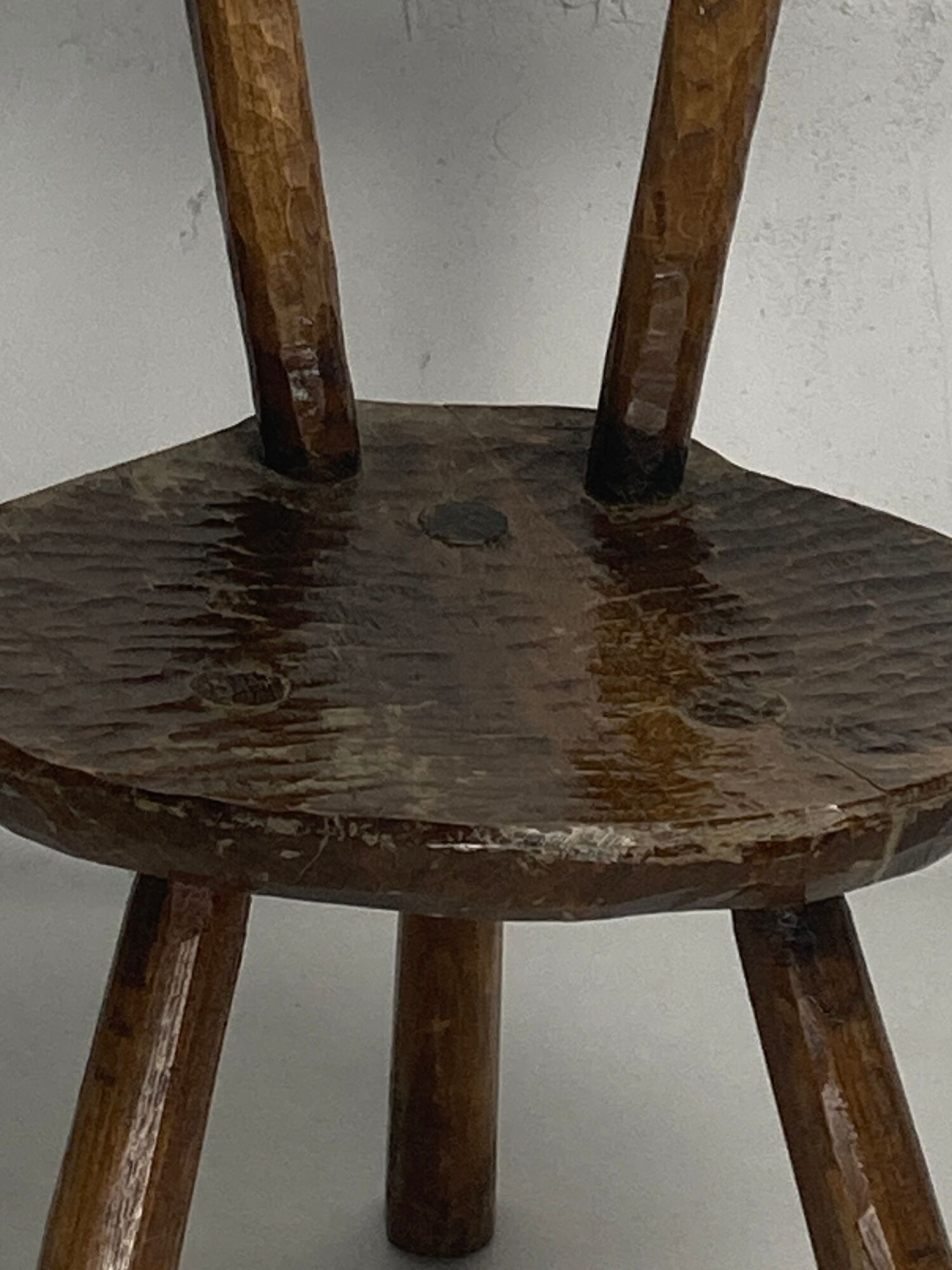 Brutalist Wabi Sabi milking chair, France ca 1950
