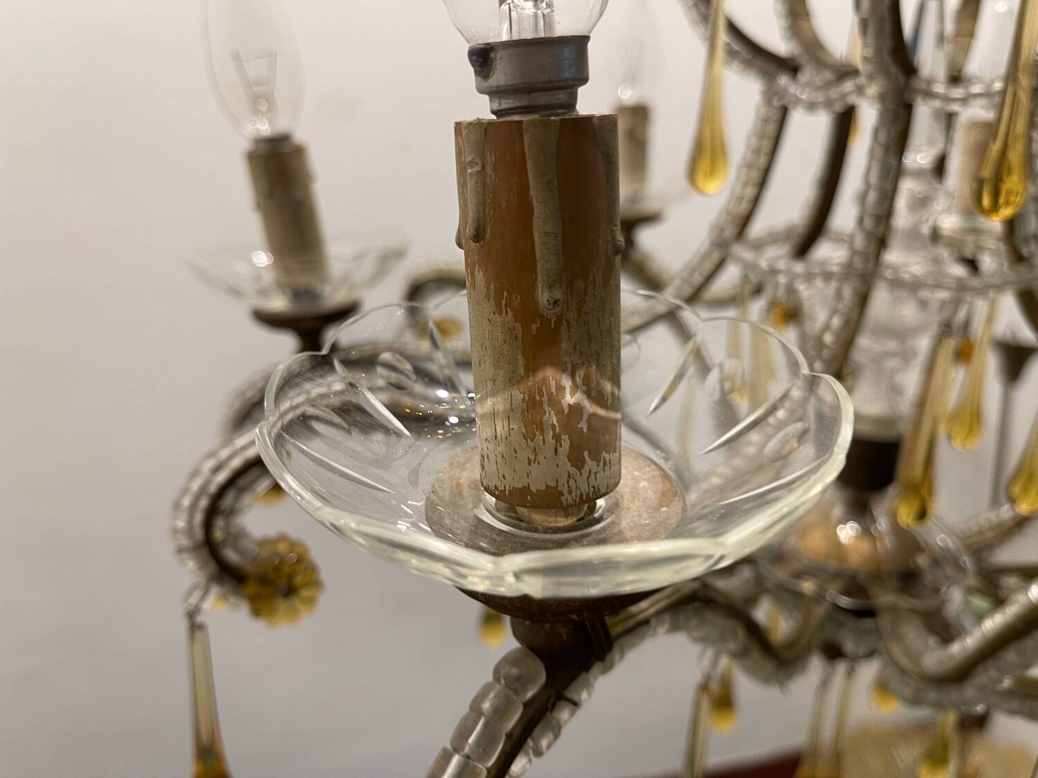 Crystal Beaded Murano Glass Drop Chandelier 1950’s